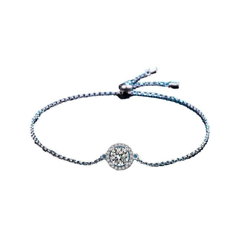 High-grade Special-interest Design 925 Sterling Silver Round Bag Moissanite Bracelet For Women