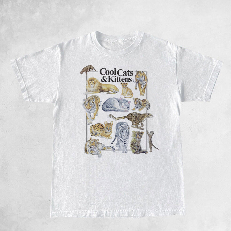 Printed Cool Cat Vintage T-shirt Unisex