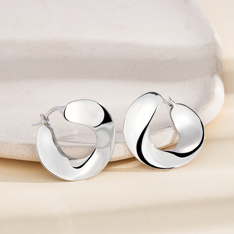 S925 Sterling Silver Wafer Irregular Earrings