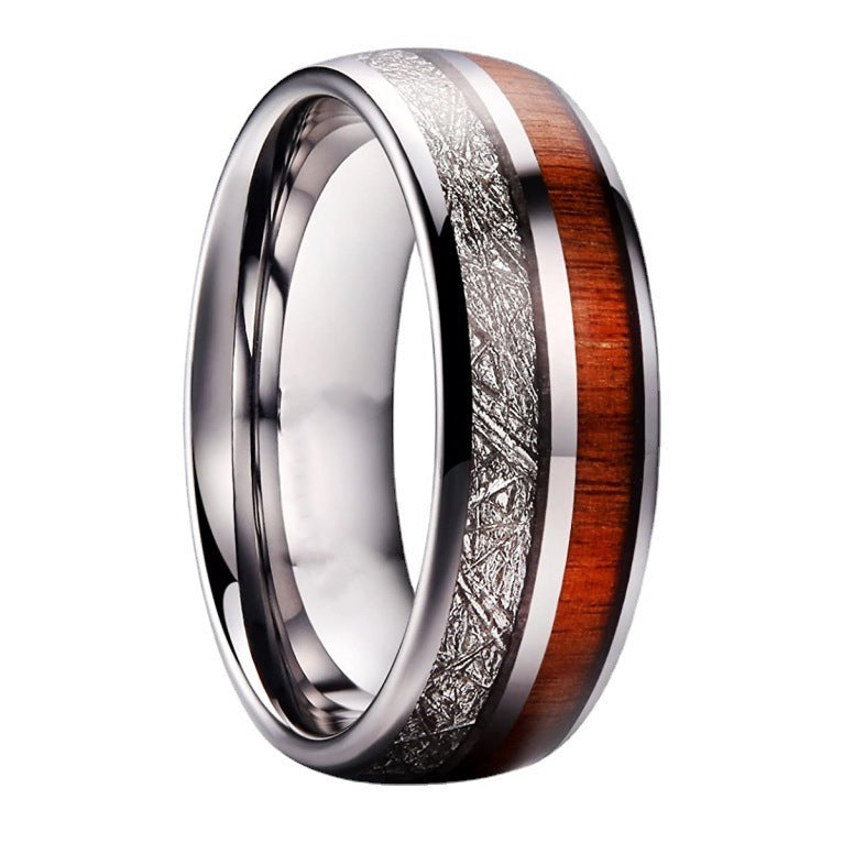 Men's 8mm Double Slot Patch Stainless Steel Ring