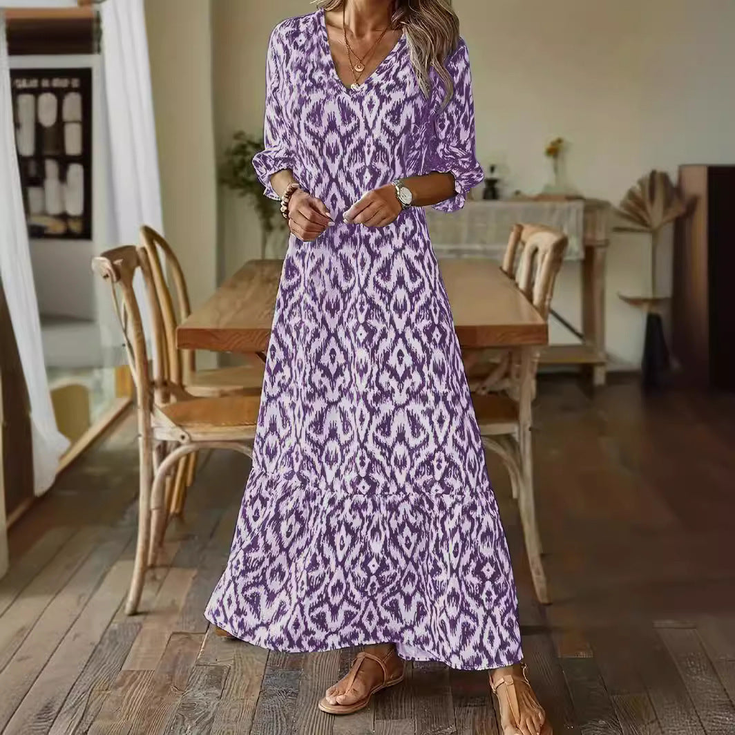 Women's Fashion Personality Print Long-sleeved Dress