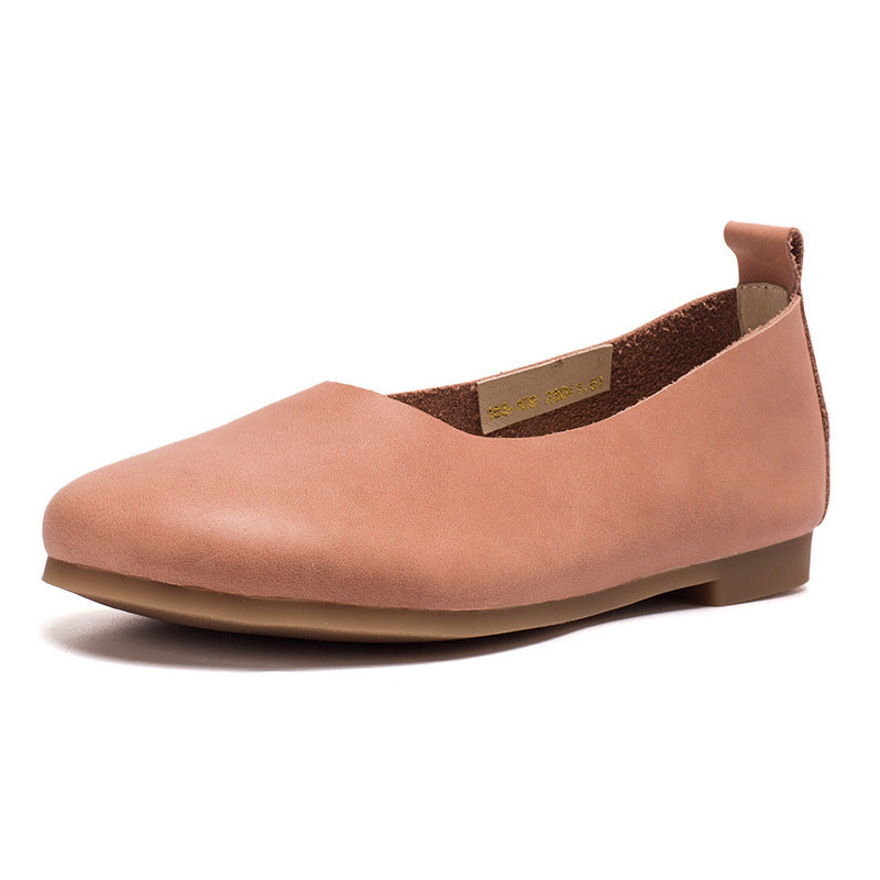 Women's Cowhide Solid Color Slip-on Flat Shoes