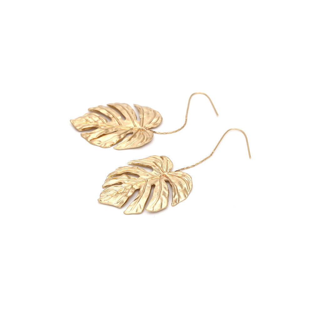 Hollow Metal Leaf Female Earrings