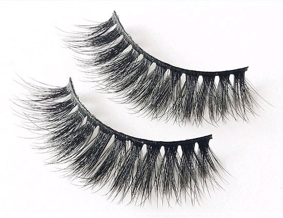 3 pairs of handmade A02 false eyelashes black stems natural slim realistic false eyelashes clustered