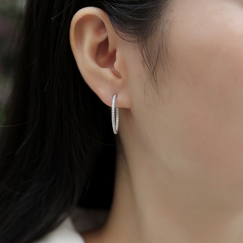 S925 Silver Ribbon Ear Ring Moissanite Long Earrings