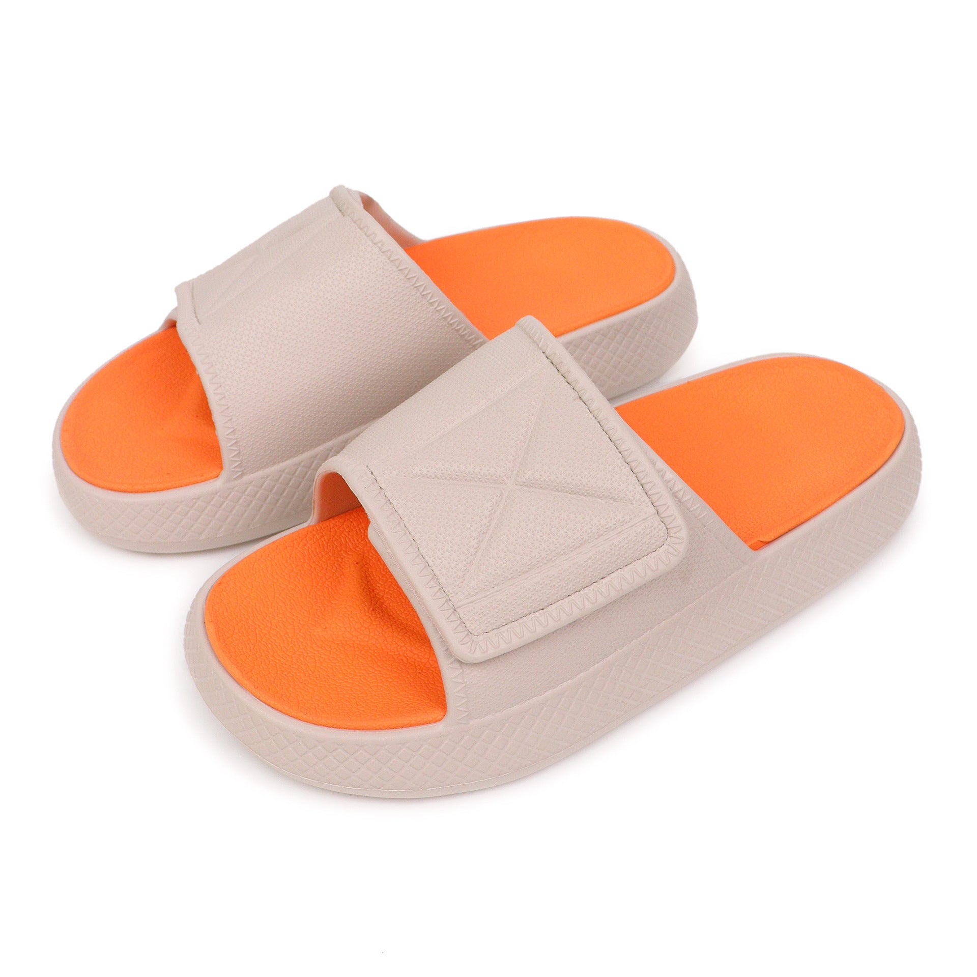 Two-tone Velcro Fashion Platform Slippers Women