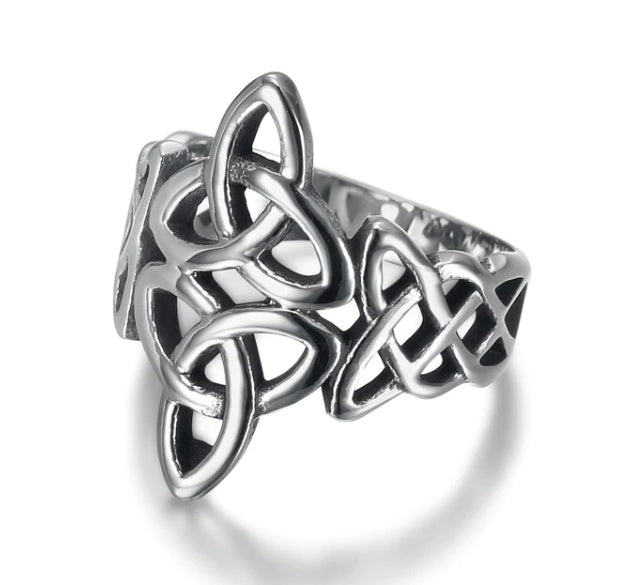 Asgard Crafted Handcrafted Stainless Steel Triquetra And Celtic Knot Ring