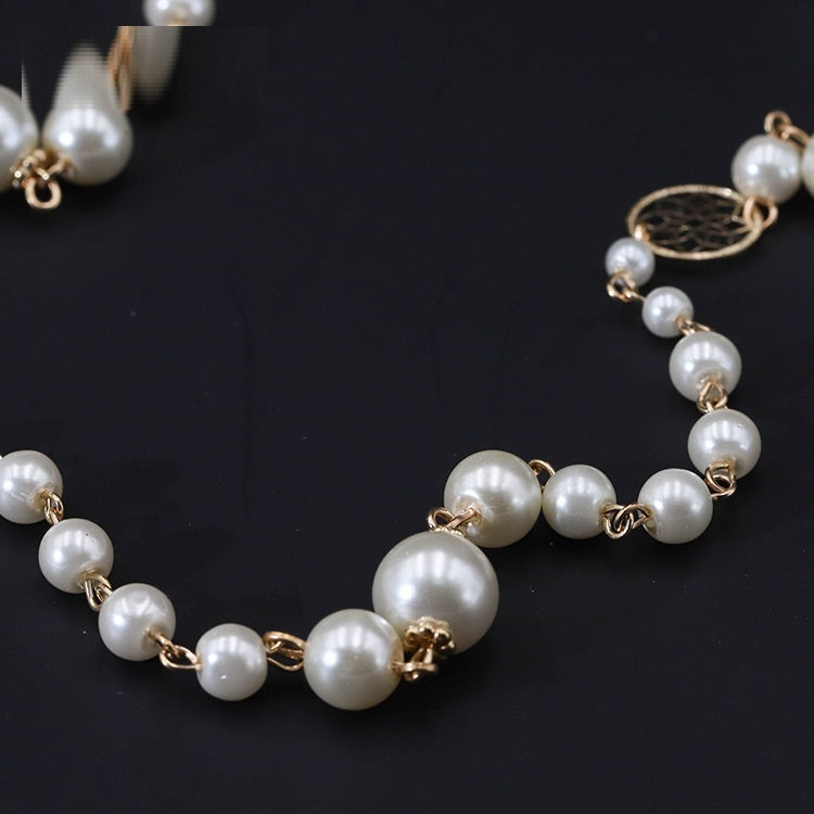 European And American Fashion Glass Pearl Long Necklace
