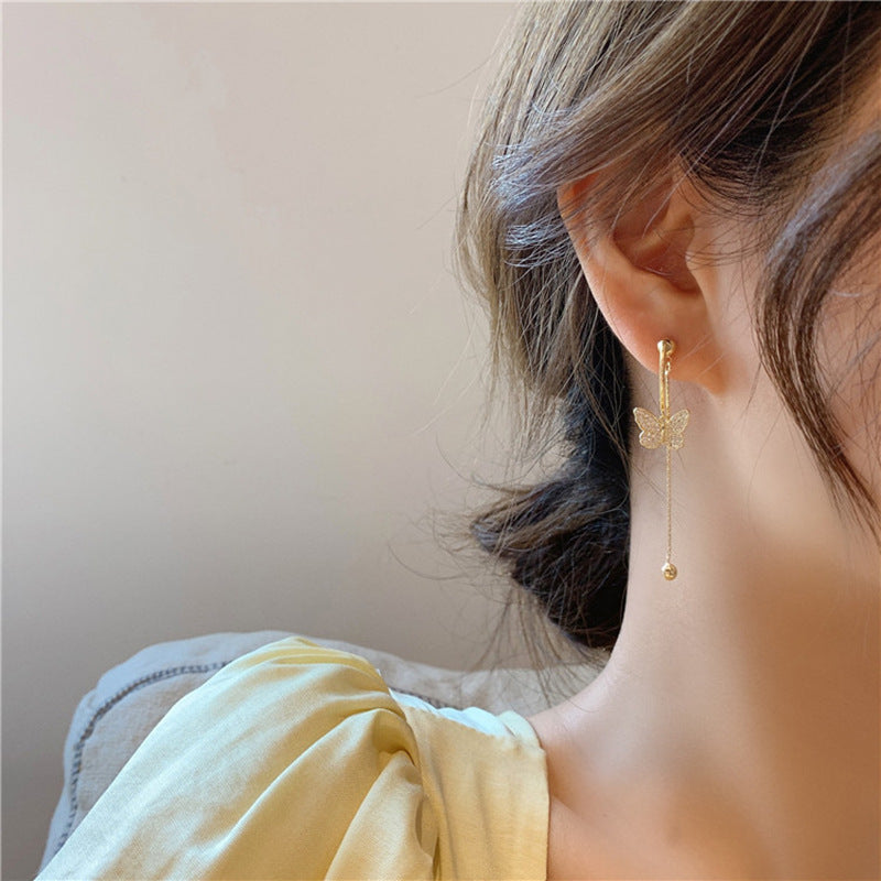 Premium sense tassel earrings butterfly earrings
