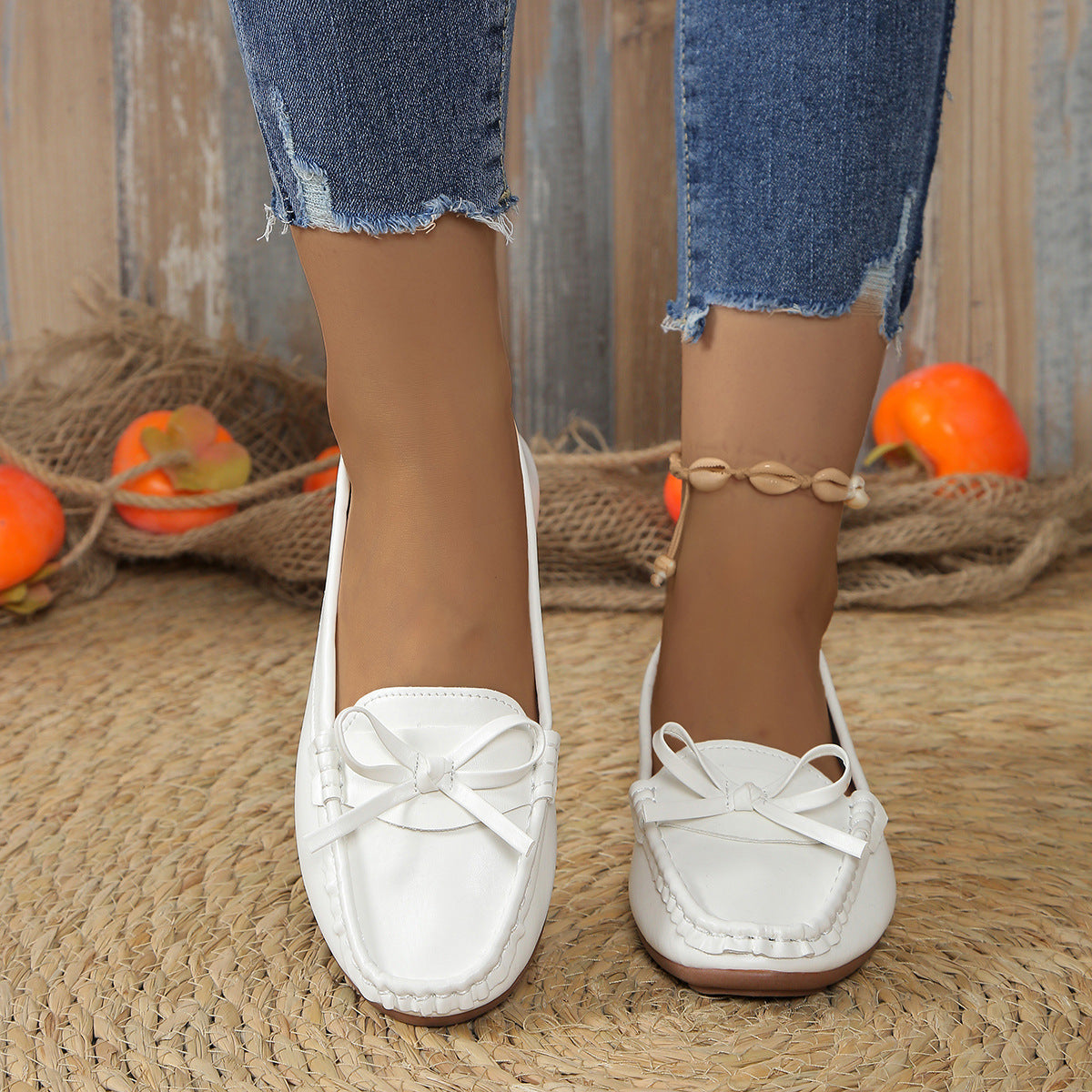 Casual Bowknot Flat Shoes Fashion Comfortable Soft-soled Loafers Slip-on Cozy Shoes Women