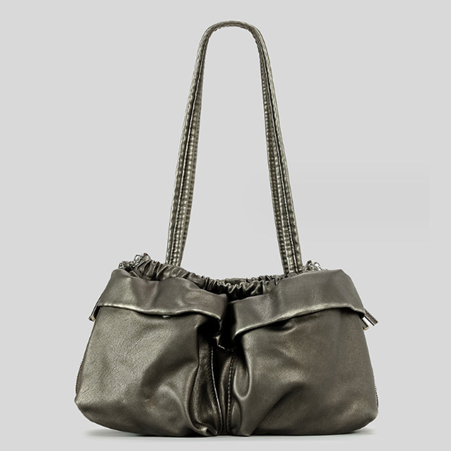 Versatile Large Capacity Soft Leather Multi-pocket Shoulder Bag For Women
