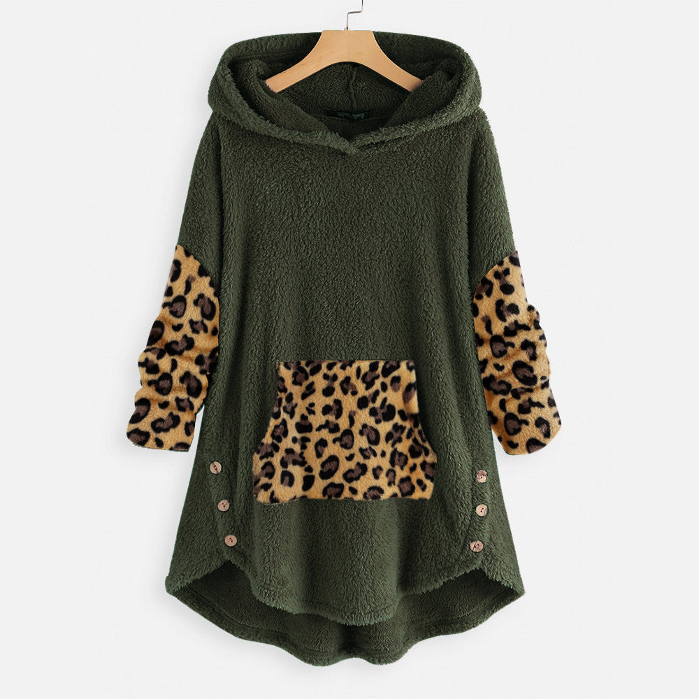New long-sleeved plush hooded sweater loose casual