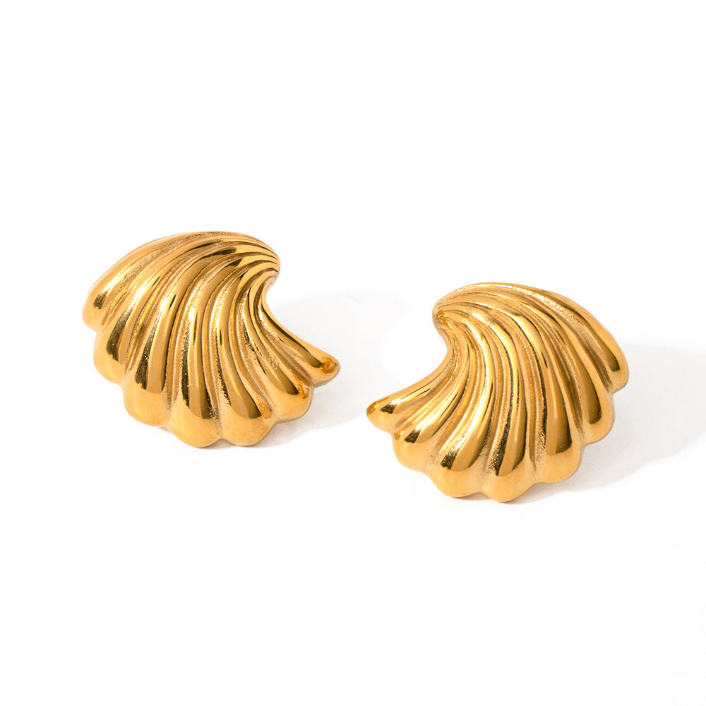 18K Gold Stainless Steel Shell Earrings All-match Fashion Earrings