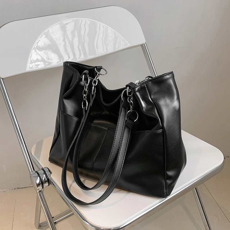 Women's Fashion Simple Solid Color Large Capacity Shoulder Bag