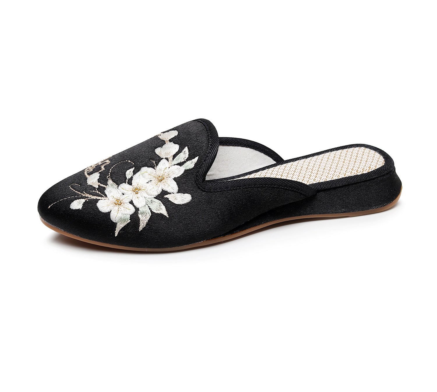 Women's Mercerizing Satin-surface Embroidered Slippers