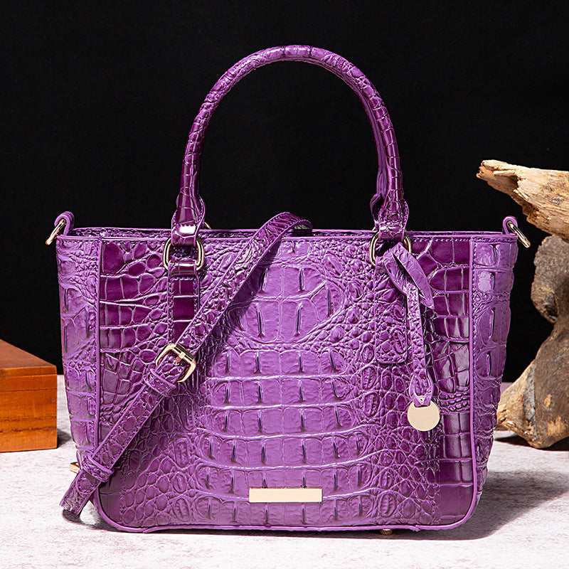 Women's Fashion Retro Brahmin Crocodile Pattern Portable Underarm Messenger Bag