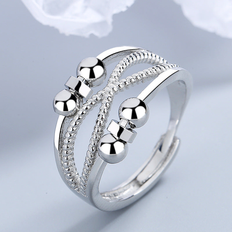 Double-layer Hollow Line Rotatable Ring Women