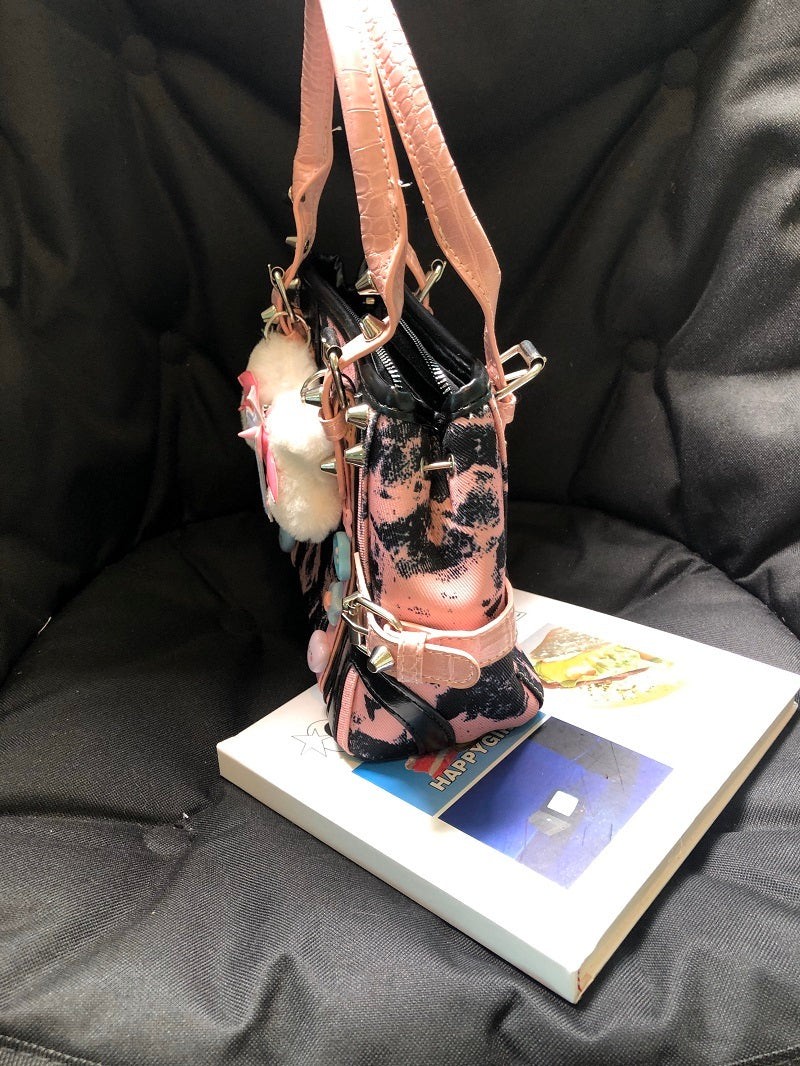 Sub-culture Girl Plush Bone Cross Handbag
