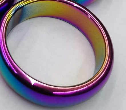 6MM Haematite Hematite Plated Rainbow Ring