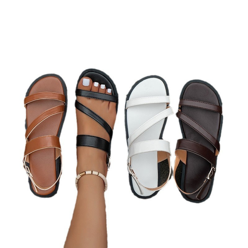 One-line Flat For Outdoors Casual Sandals Women's Shoes Sandals Plus Size Beach