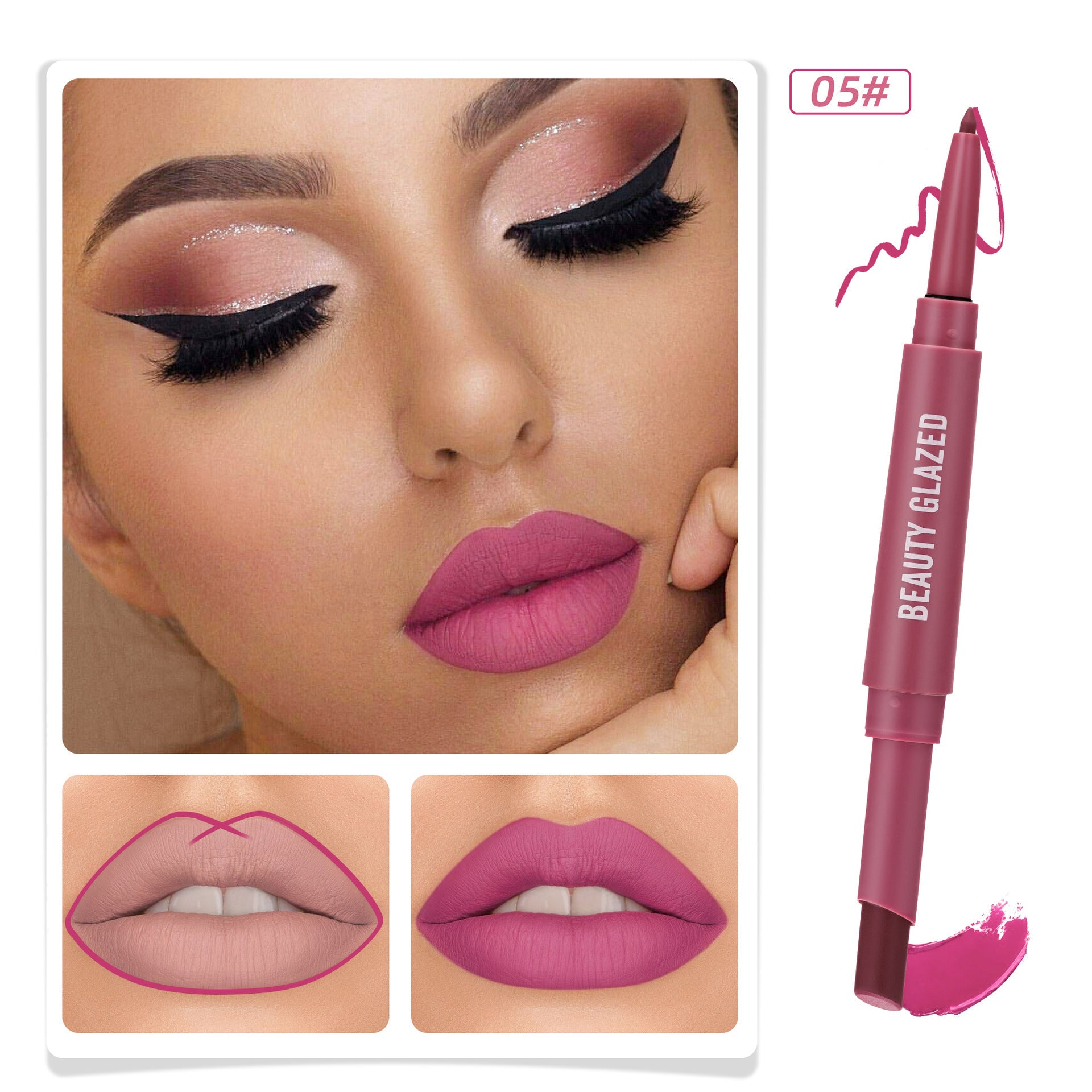 Double-headed Matte No Stain On Cup Lipstick Lip Liner