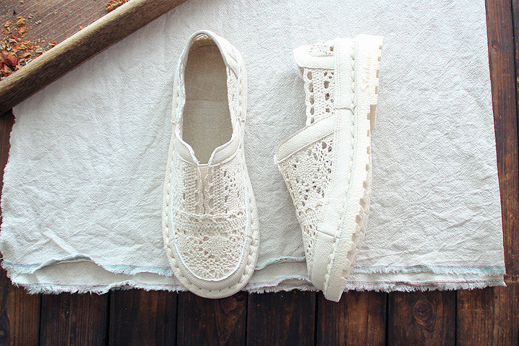 Cotton And Linen Art White Shoes Summer Retro Super Soft Bottom Breathable Mesh Shoes