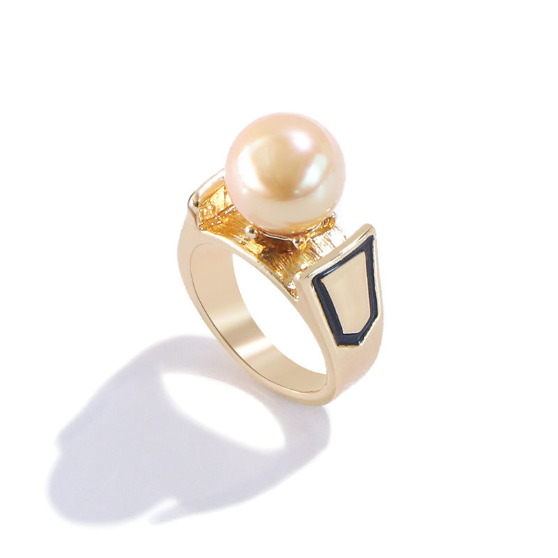 Personalized Hip Hop Ring Color Pearl Cross Ring