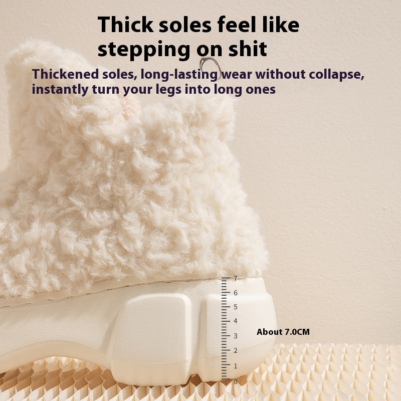 Female Winter Minimalist Warm Velvet Padded Thickened High-top EVA Non-slip Snow Boots