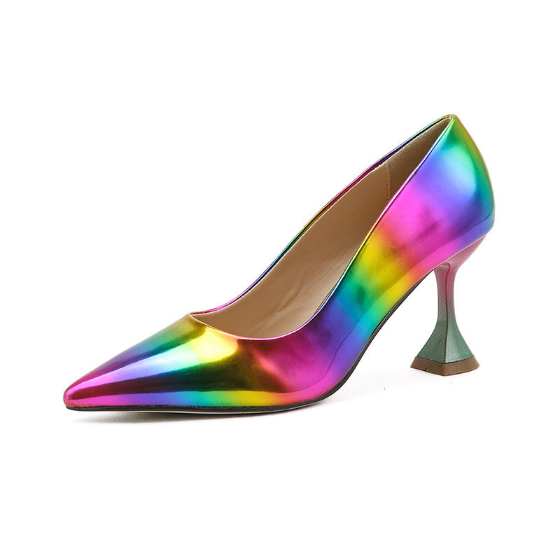 Rainbow Pointed Thin Heel Women