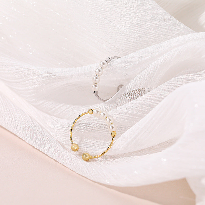 Women's Light Luxury Minority S925 Vintage Pearl Ring