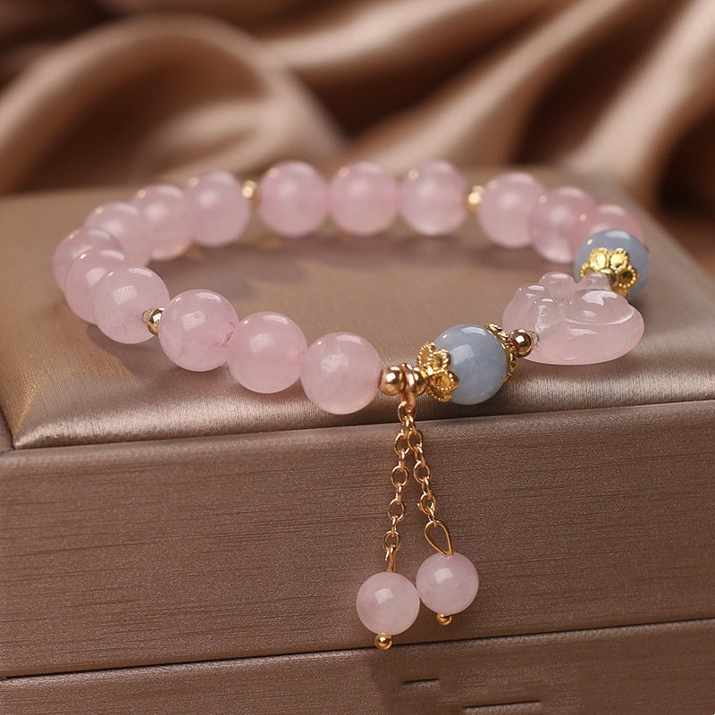 Special-interest Design Sweet Pink Crystal Cat's Paw Bracelet