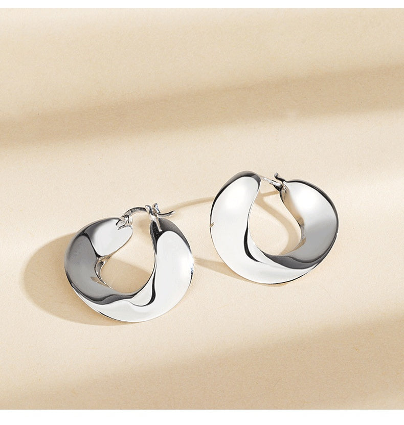 S925 Sterling Silver Wafer Irregular Earrings