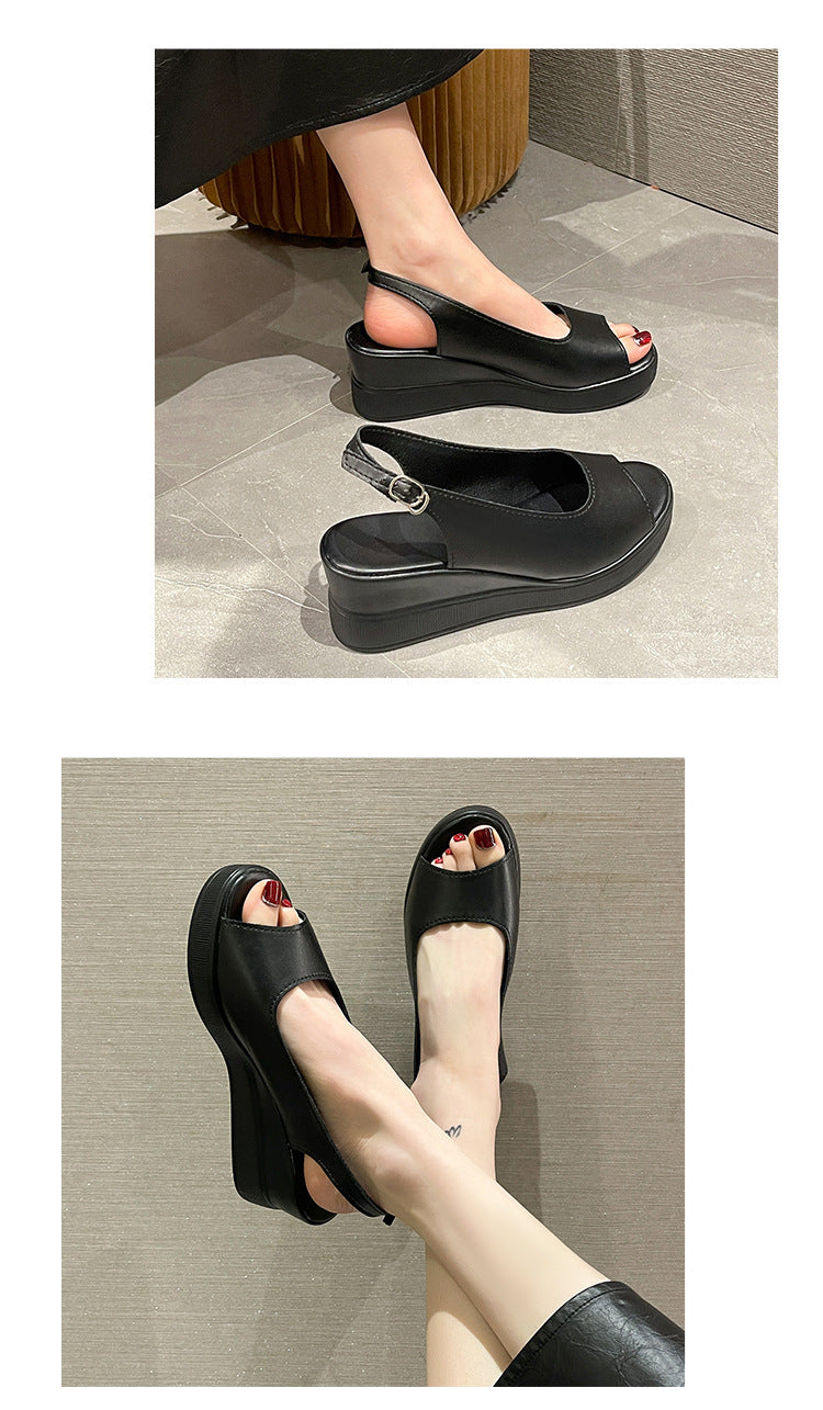 Women's Fashion Wedge Buckle Height Increasing Sandals