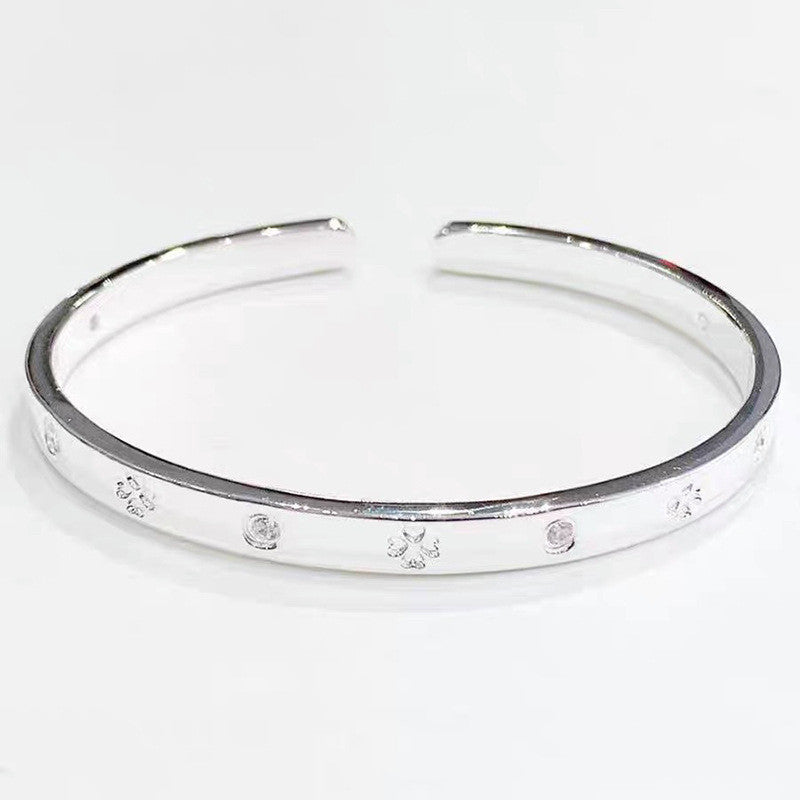 Clover Lucky Sterling Silver Bracelet For Women Simple
