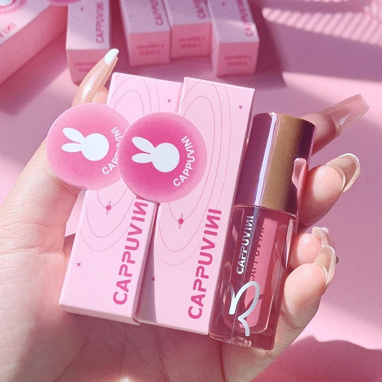 Cappuvini Carbuweini Pink Rabbit Lip Gloss Moisturizing And Nourishing Care