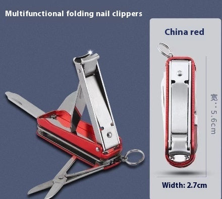 Multifunctional Nail Clippers Student Portable Foldable Keychain Three In One