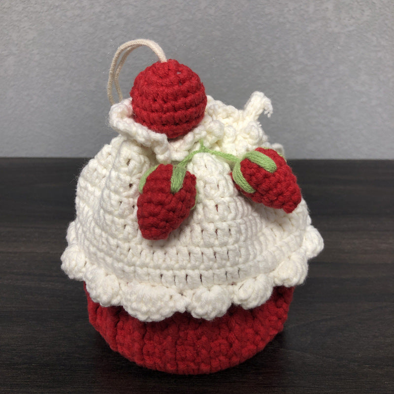 Hand Knitted Bags In Shape Of A Cake Crossbody Wool Coin Pocket