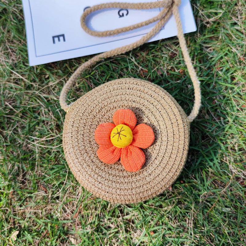 Grass Woven Bag For Children's Cute Crossbody