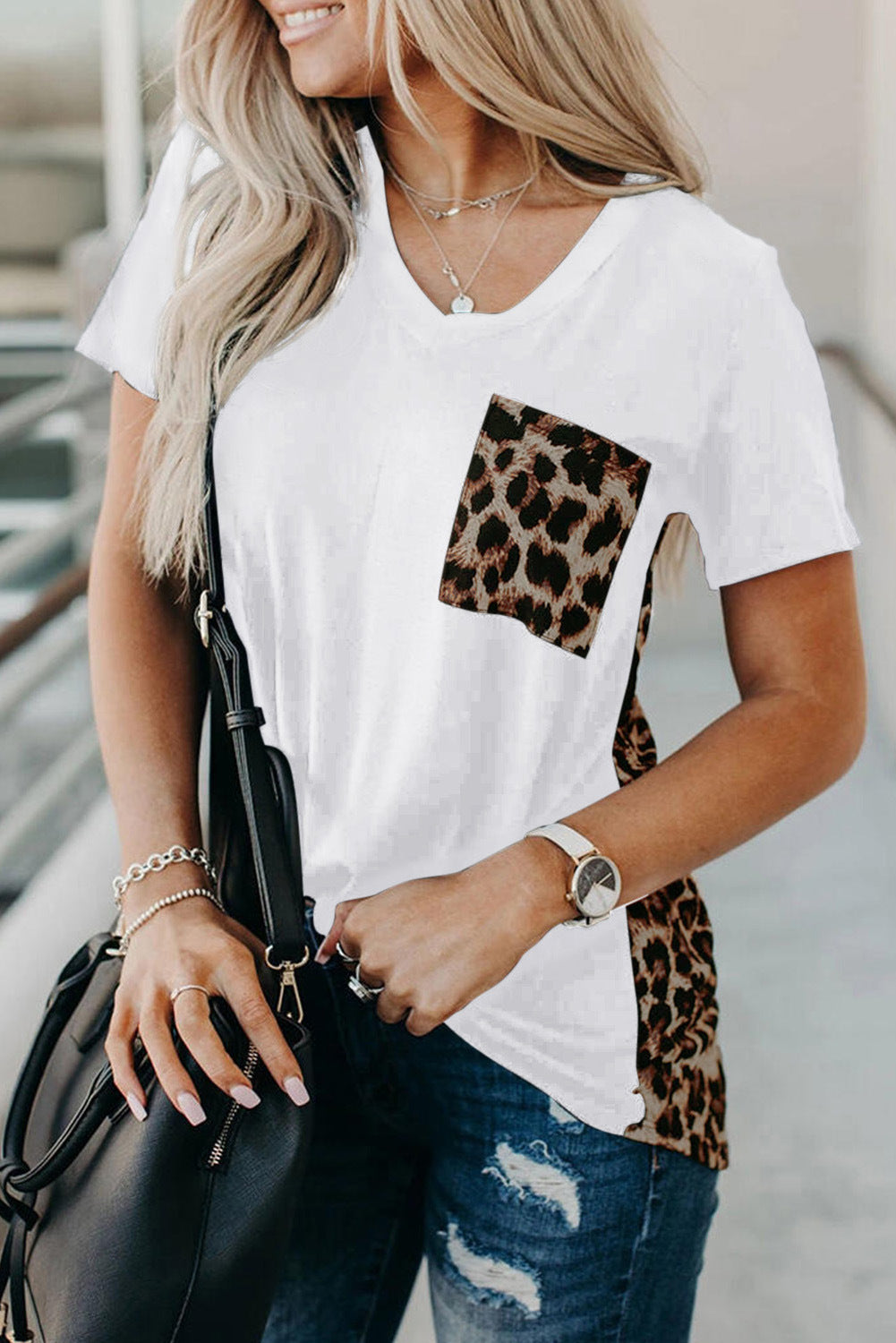 Women's Loose Plus Size Leopard Print Women's Short Sleeve Long Sleeve T-Shirt Shirt
