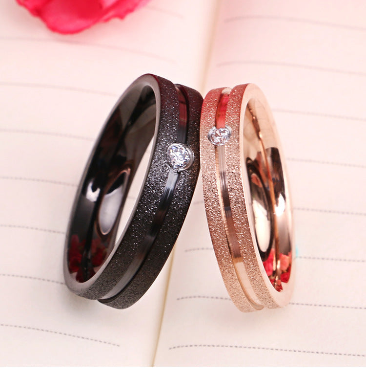 Couple Rings Japanese And Korean Style Rose Gold And Black Rings