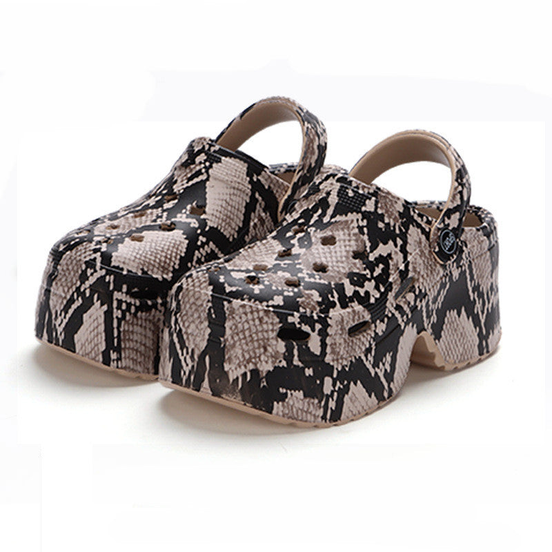 Women's Hole Shoes Summer Wear Leopard Print