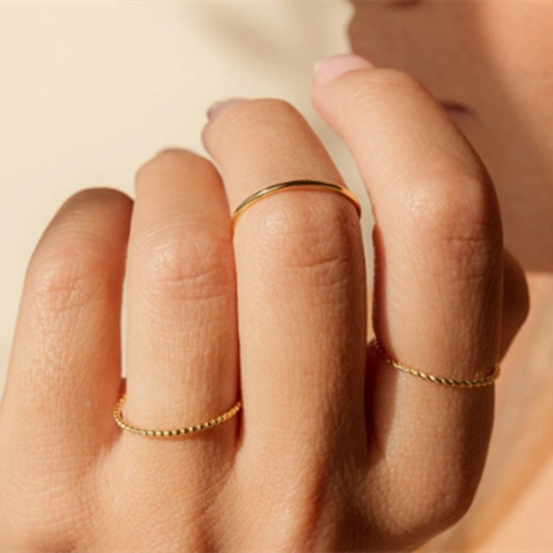 Women's Fashion Solid Gold End Rings