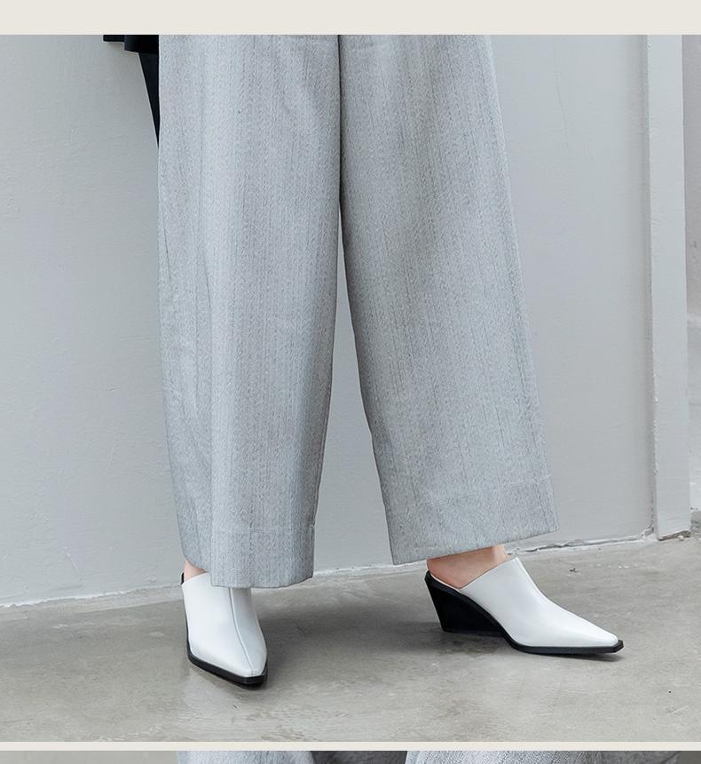Women's Fashion Closed Toe Wedge High Heel Slippers