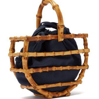 Women's Ancient Style Handmade Tassel Bamboo Bucket Holiday Semicircle Bamboo Handbag