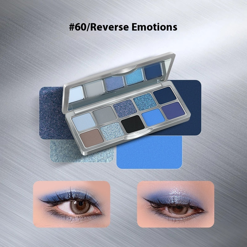 Ten Color Eyeshadow Matte Thin And Glittering Blue Eye Shadow Plate