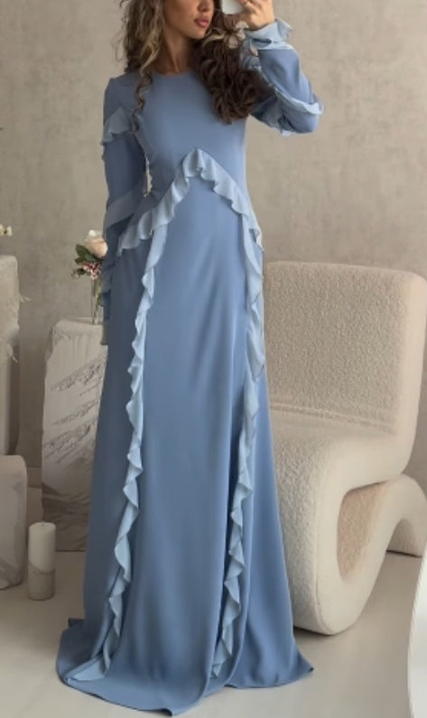 Women's Long-Sleeved Ruffled Maxi Dress
