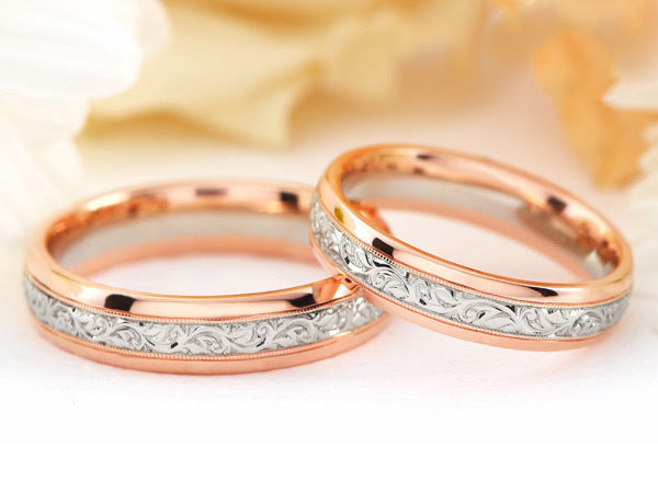 New Rose Flower Couple Ring European And American Rose Gold Plated Two-color Men's And Women's Wedding Ring