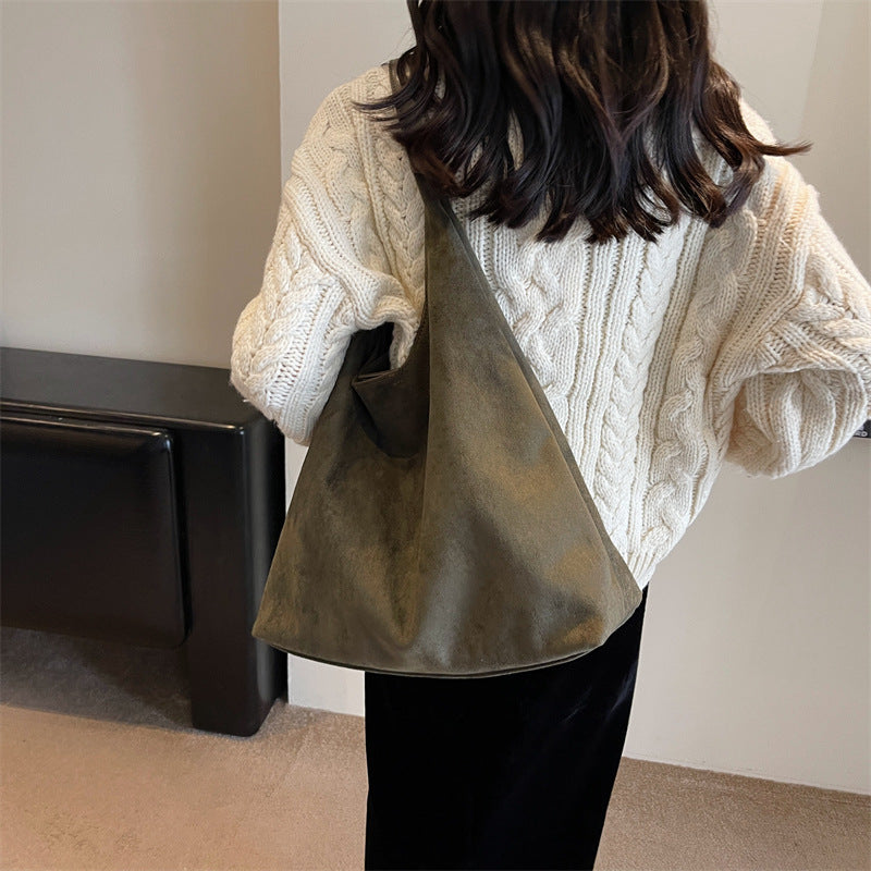 Retro Soft Suede Large Capacity Shoulder Bag