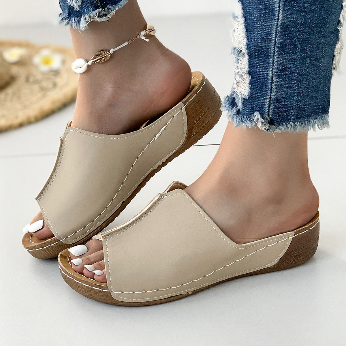 Summer Wedge Women's Slippers Plus Size Casual Fashion Simple Platform