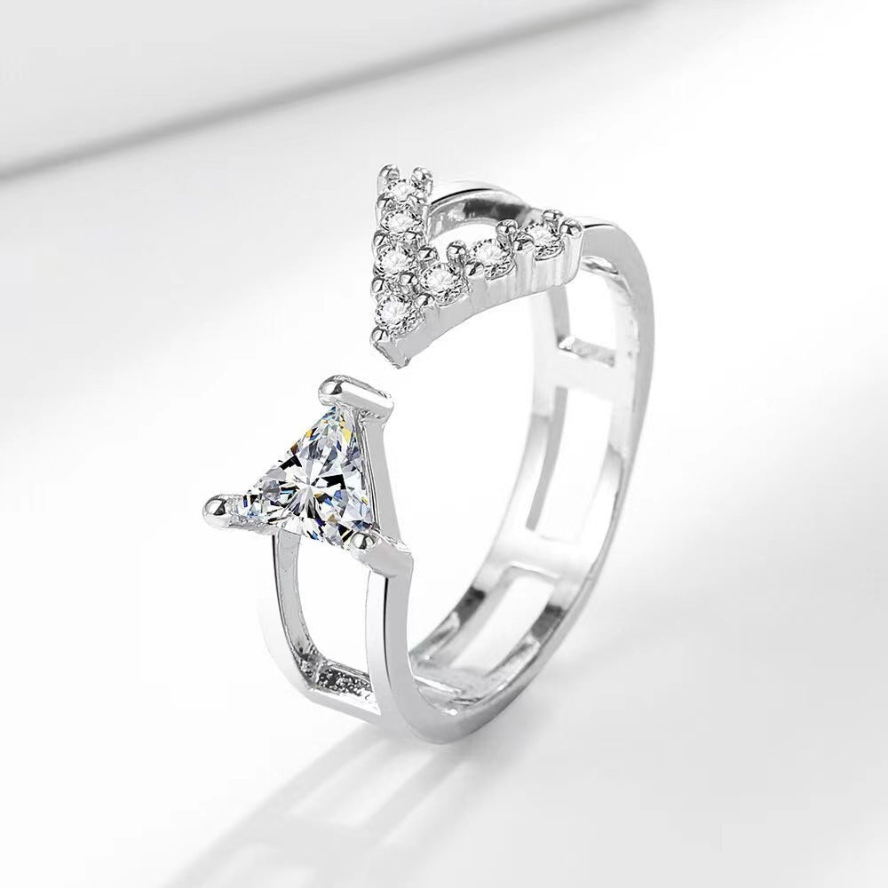 Letter Design Advanced Texture Ring Personalized Zircon